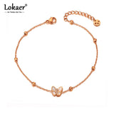 CZ Crystal Shell Butterfly Anklet Stainless Steel Boho Party Foot Jewelry