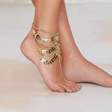 Retro Heavy Industry Multi-layer Tassel Chain Anklet