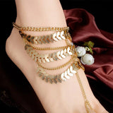 Retro Heavy Industry Multi-layer Tassel Chain Anklet