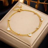 316L Stainless Steel Heart Love Anklets For Women Multi-layer Leg Chain