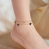 316L Stainless Steel Heart Love Anklets For Women Multi-layer Leg Chain