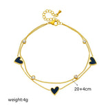 316L Stainless Steel Heart Love Anklets For Women Multi-layer Leg Chain