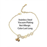 5 Copper Bell Pendant Anklets for Women Stainless Steel Foot Bracelets