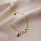 5 Copper Bell Pendant Anklets for Women Stainless Steel Foot Bracelets