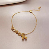 5 Copper Bell Pendant Anklets for Women Stainless Steel Foot Bracelets