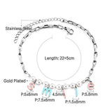 Boho Smile Letter Pearl Anklet Stainless Steel Chain Beach