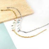Boho Smile Letter Pearl Anklet Stainless Steel Chain Beach