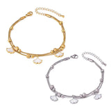 316L Stainless Steel 2-layer Frosted Beads Ginkgo Leaf Anklets