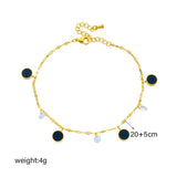 316L Stainless Steel Round Charm Anklets For Women Girl Zircon Leg Chain