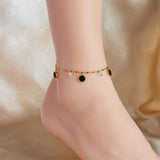 316L Stainless Steel Round Charm Anklets For Women Girl Zircon Leg Chain