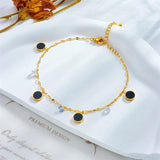 316L Stainless Steel Round Charm Anklets For Women Girl Zircon Leg Chain
