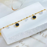 316L Stainless Steel Round Charm Anklets For Women Girl Zircon Leg Chain