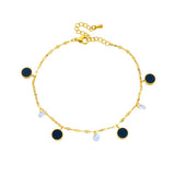 316L Stainless Steel Round Charm Anklets For Women Girl Zircon Leg Chain
