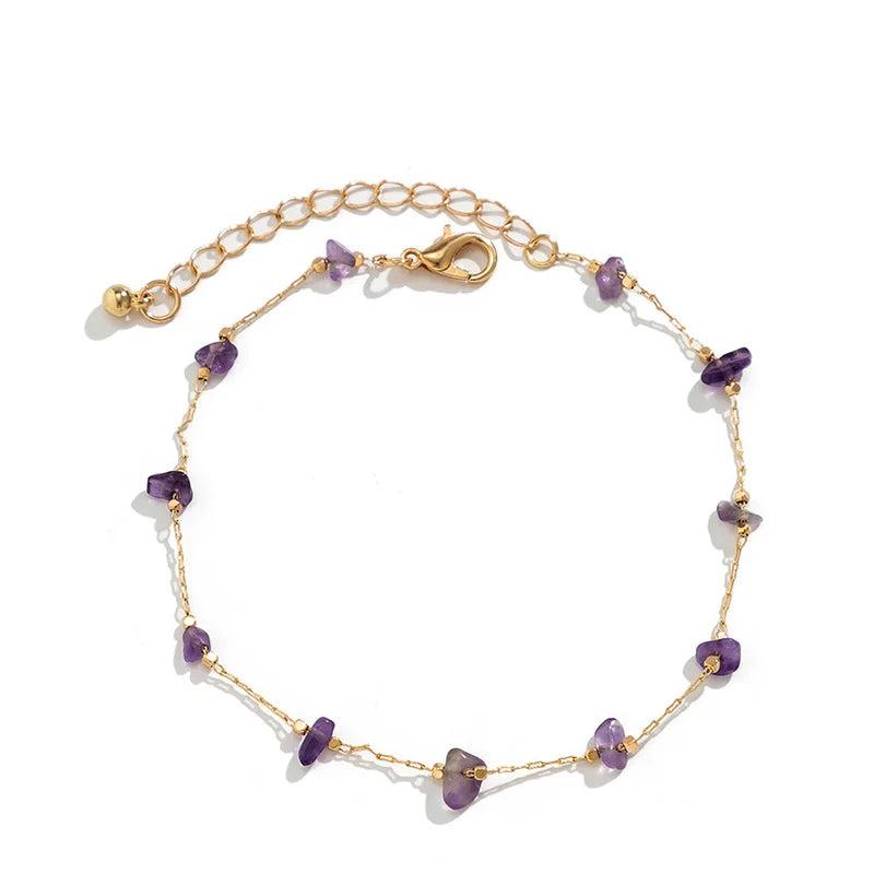 Amethyst Irregular Stone Anklet for Women