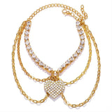 Boho Rhinestone Heart Anklet High Heel Ankle Leg Bra