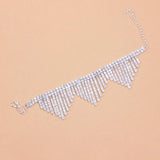 Boho Rhinestone Tassel Anklet Foot Jewelry Crystal High Heel Chain