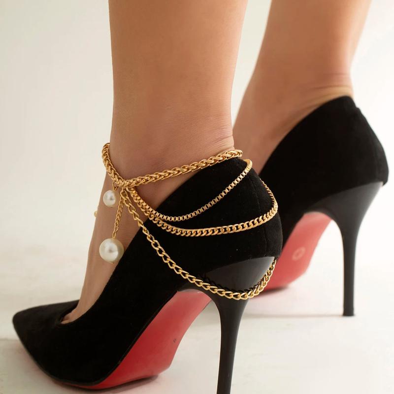 Multilayer Tassel Chain High Heel Anklets Women Ankle Bracelet