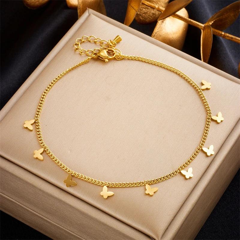 316L Stainless Steel Butterfly Anklets Non-fading Jewel