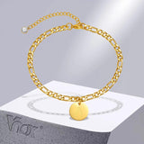 Initial Anklet for Women, Coin Letters Charm Chain, A-Z Alphabet