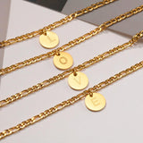 Initial Anklet for Women, Coin Letters Charm Chain, A-Z Alphabet