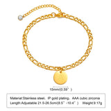 Initial Anklet for Women, Coin Letters Charm Chain, A-Z Alphabet