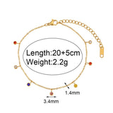 Colorful Crystal Charm Anklet Stainless Steel Chain