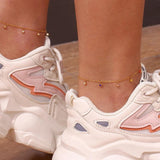 Colorful Crystal Charm Anklet Stainless Steel Chain