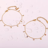 Colorful Crystal Charm Anklet Stainless Steel Chain
