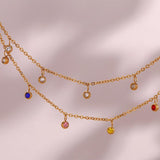 Colorful Crystal Charm Anklet Stainless Steel Chain