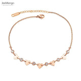 Bohemia Beach Chain Anklet CZ Crystal Heart Charm JA19043