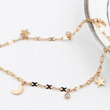 Rose Titanium Steel Moon Anklet Chain Jewelry 20cm+5cm