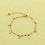 Rose Titanium Steel Moon Anklet Chain Jewelry 20cm+5cm