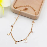 Rose Titanium Steel Moon Anklet Chain Jewelry 20cm+5cm