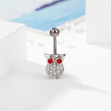 Red Zircon Eye OWL Belly Button Ring 1.6mm Titanium Navel Piercing Barbell