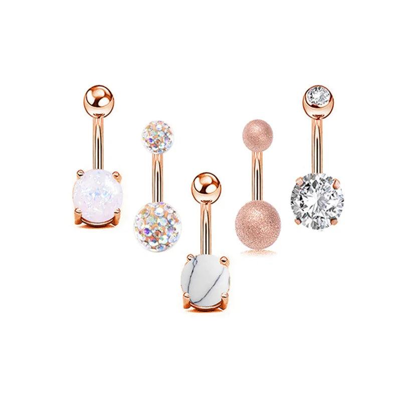 5PC/Set Crystal 14G Navel Piercing Bulk Belly Piercing Pack
