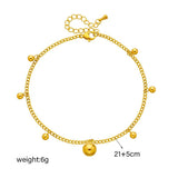 316L Stainless Steel Round Beads Charm Anklets For Women Girl Leg Chain