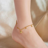 316L Stainless Steel Round Beads Charm Anklets For Women Girl Leg Chain