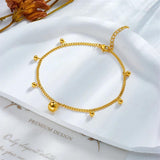 316L Stainless Steel Round Beads Charm Anklets For Women Girl Leg Chain