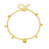 316L Stainless Steel Round Beads Charm Anklets For Women Girl Leg Chain