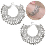 2Pcs Bell Decor Anklet Tassel Ankle Bracelet Barefoot Jewelry