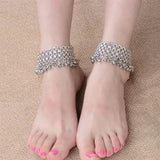2Pcs Bell Decor Anklet Tassel Ankle Bracelet Barefoot Jewelry