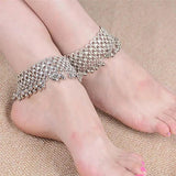 2Pcs Bell Decor Anklet Tassel Ankle Bracelet Barefoot Jewelry