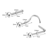 10PCS Heart Moon Nose Stud Women Stainless Steel Nose Piercing Ring