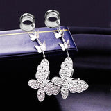 2PC Butterfly Dangle Ear Tunnels Plugs Earrings Gauges Expander Stretcher