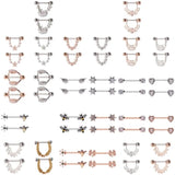 Miqiao Zircon Flower Nipple Rings Stainless Steel Jewelry