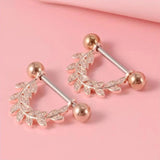 Miqiao Zircon Flower Nipple Rings Stainless Steel Jewelry