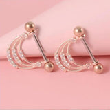Miqiao Zircon Flower Nipple Rings Stainless Steel Jewelry