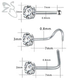 ZS 4PCS Titanium Nose Stud 2/3MM Crystal Nose Ring Septum Piercing