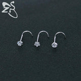 ZS 4PCS Titanium Nose Stud 2/3MM Crystal Nose Ring Septum Piercing