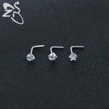 ZS 4PCS Titanium Nose Stud 2/3MM Crystal Nose Ring Septum Piercing